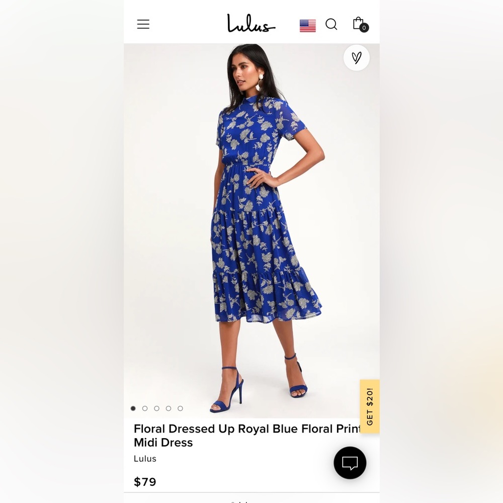 Floral Dressed Up Royal Blue Floral Print Midi Dress